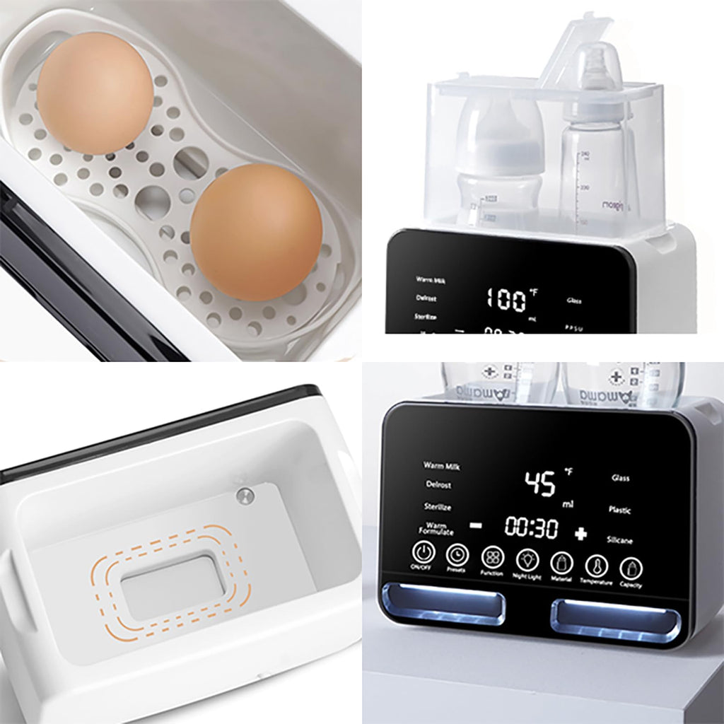Baby Bottle Warmer All Bottles Water Bath Warming 48H Constant Thermostat Mode, 10-in-1 Milk Warmer Steamer, Preset