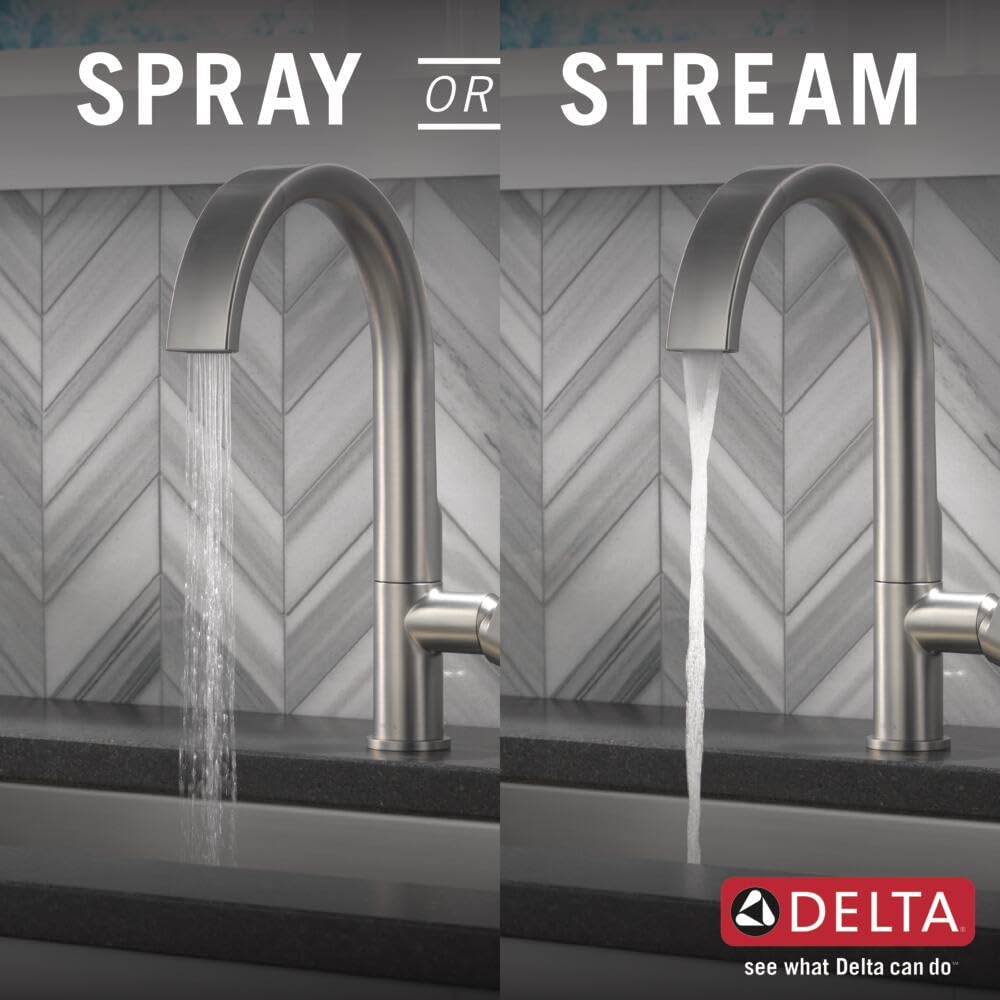 Keele Brushed Nickel Kitchen Faucet with Pull Down Sprayer, Modern Single Hole Faucet, Single Handle, Spotshield