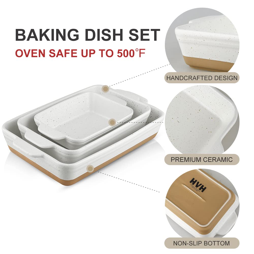 Baking Dish Set, 9x13 Baking Dish, Large Casserole Dish Set, Ceramic Lasagne Pan Deep, Baking Dishes for Casseroles