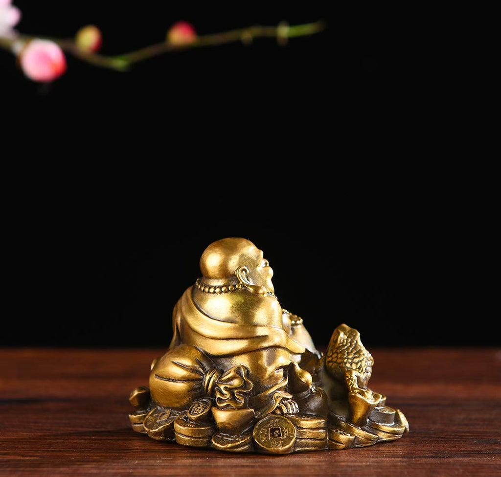 Sitting Laughing Buddha with Money Frog Statue