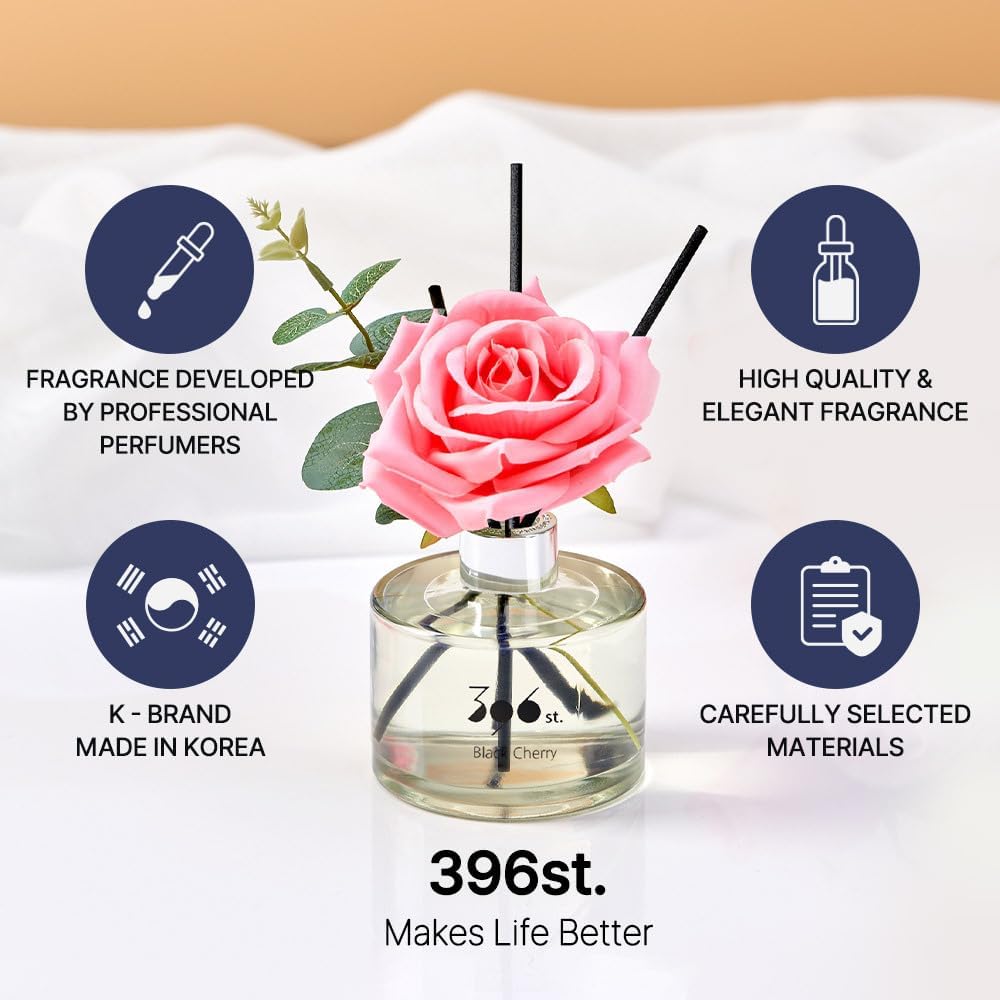 Rose Flower Reed Diffuser, Vanilla Lavender, 200ml(6.7oz) / Reed Diffuser Sets, Home Fragrance, Scented Oils, Home &