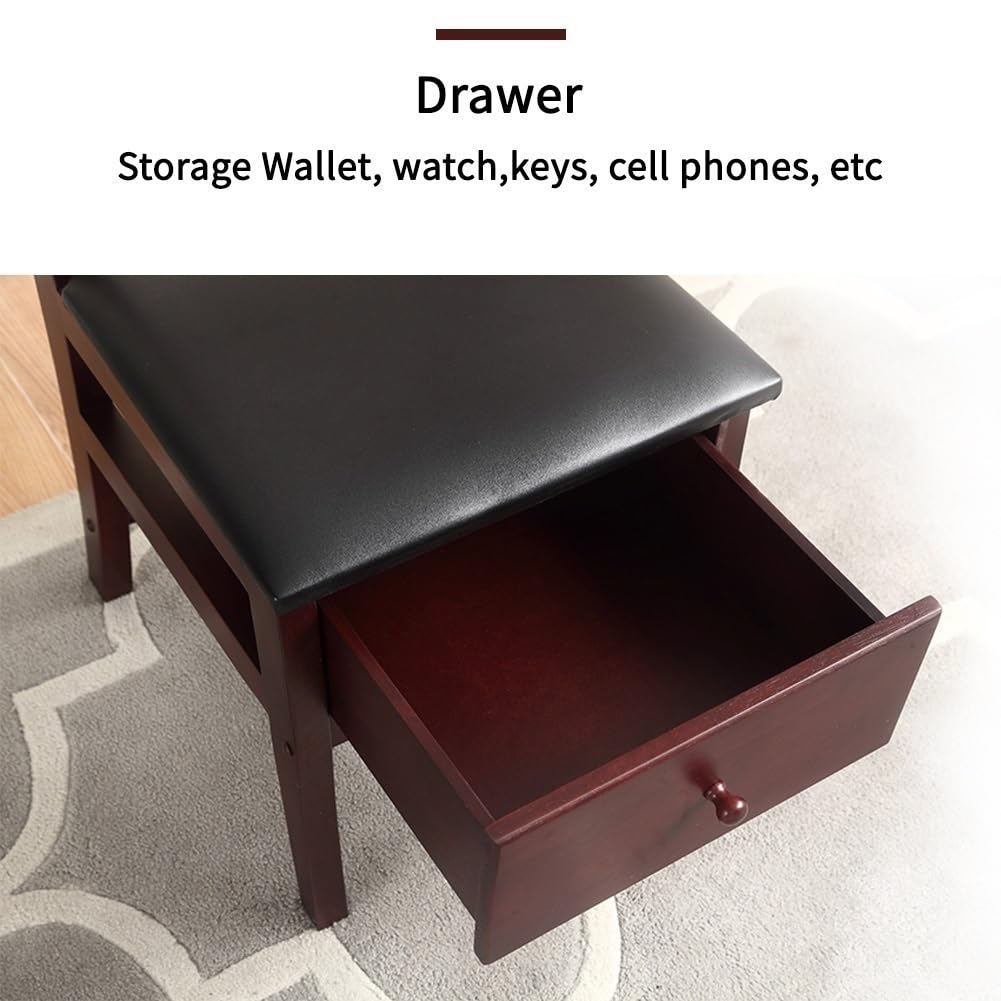 Wooden Suit Valet Stand with Contour Hanger and Drawer Chair Valet