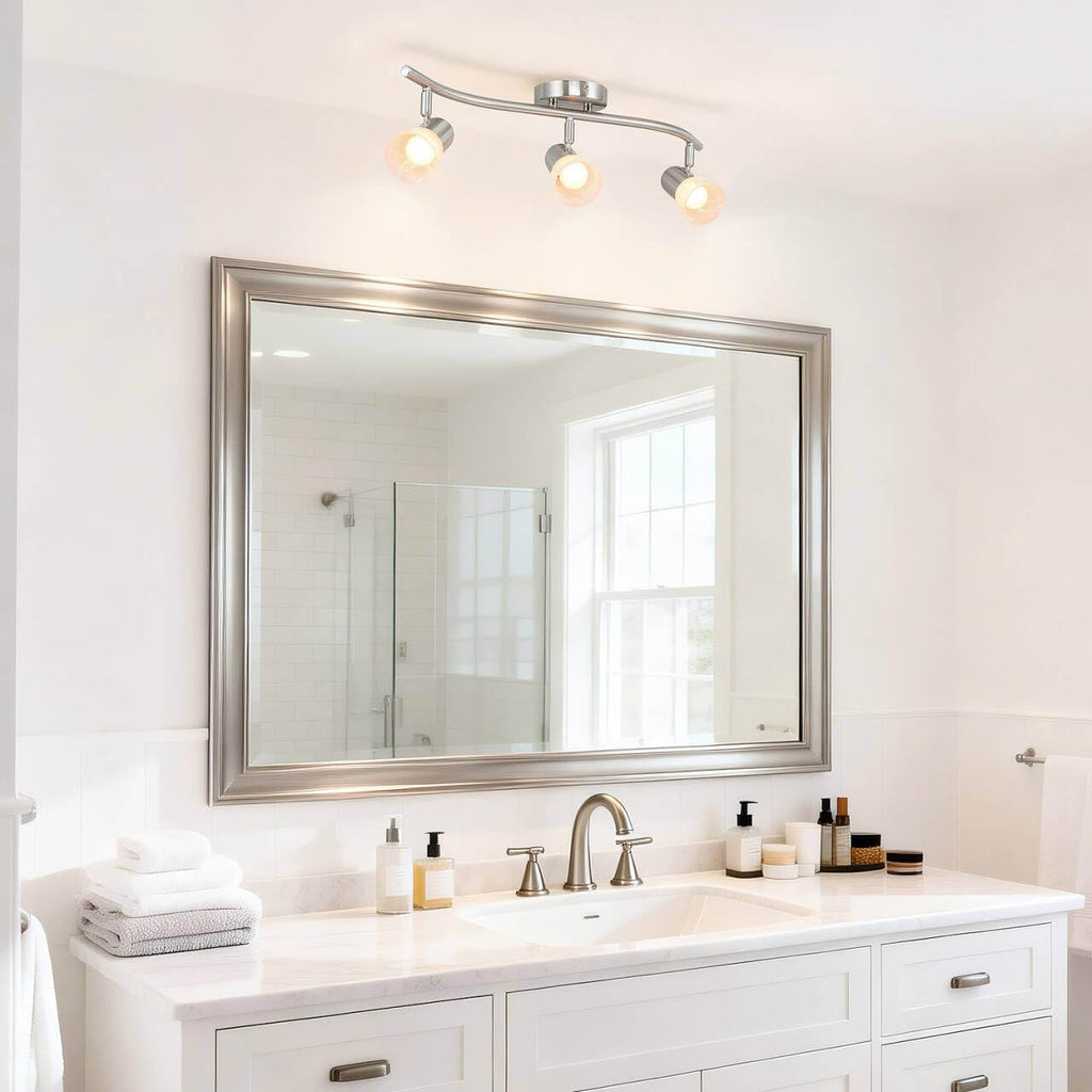 3 Light Curved Track Lighting Brushed Nickel