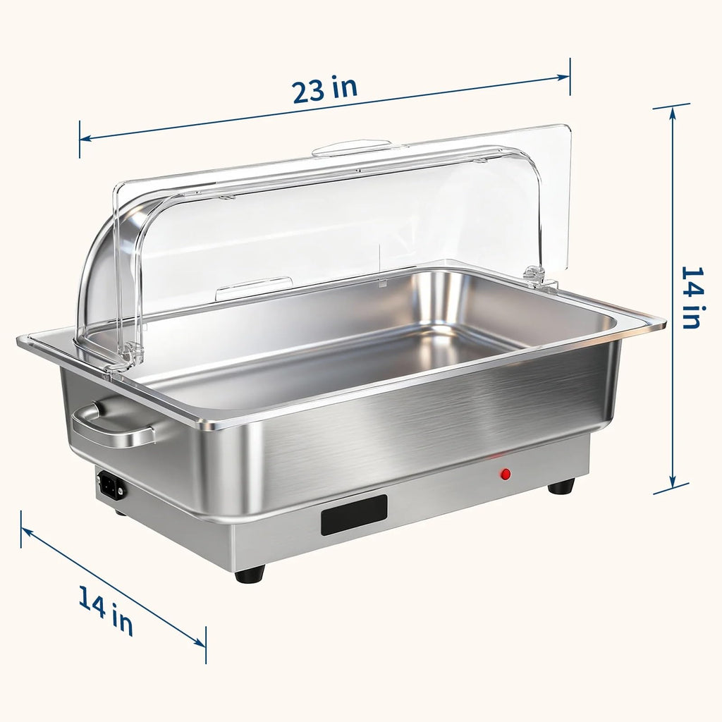 Electric Chafing Dish Buffet Set, 2 × 4.5 QT Roll Top Food Warmer