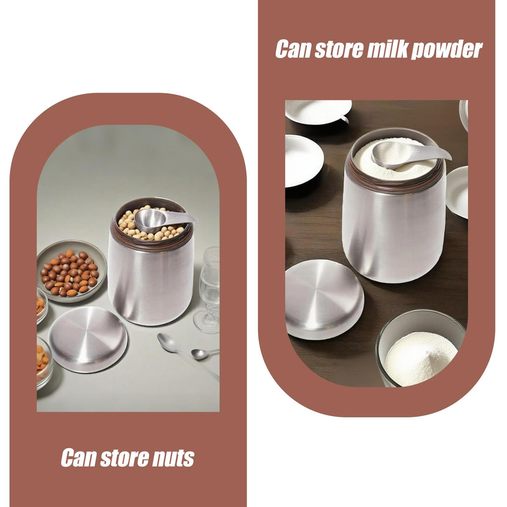 Coffee Canister, Airtight Stainless Steel Kitchen Food Storage Container with Date Tracker and Scoop for Grounds