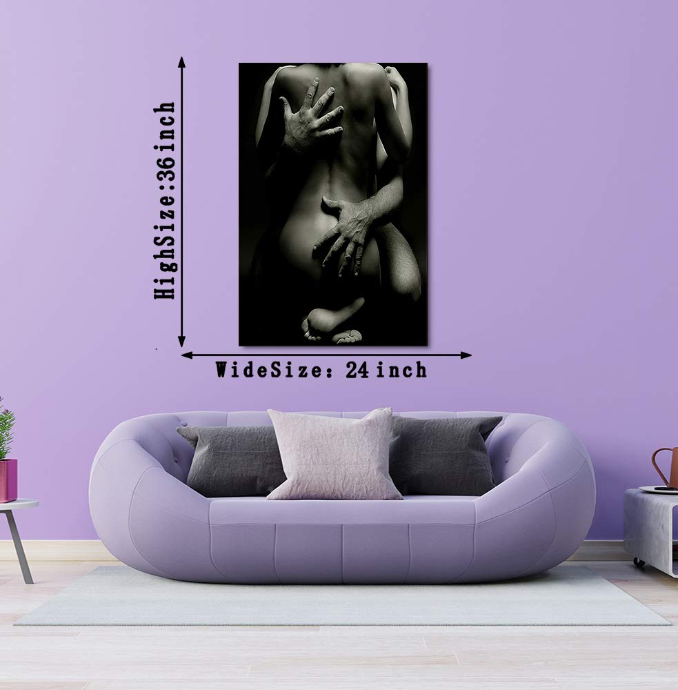 Black and White Sexy Wall Art Abstract Man Woman Canvas Prints Poster for Livng Room Bar Bedroom Hotel Stretched and
