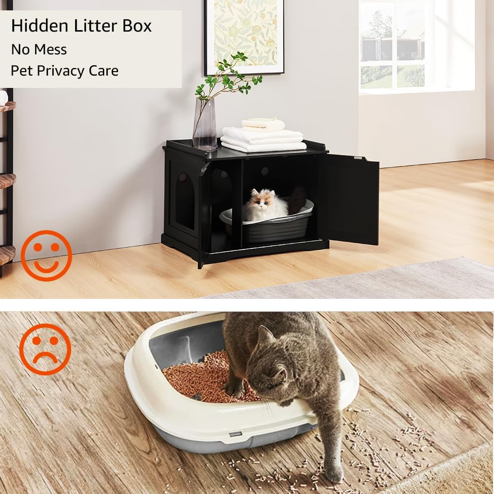 Cat Litter Box Enclosure Furniture, Hidden Litter Box Cover