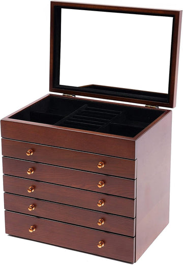Extra Large 6 Layers Wooden Jewelry Box Jewelry Case Cabinet Armoire Ring Necklacel Gift Storage Box Organizer(6