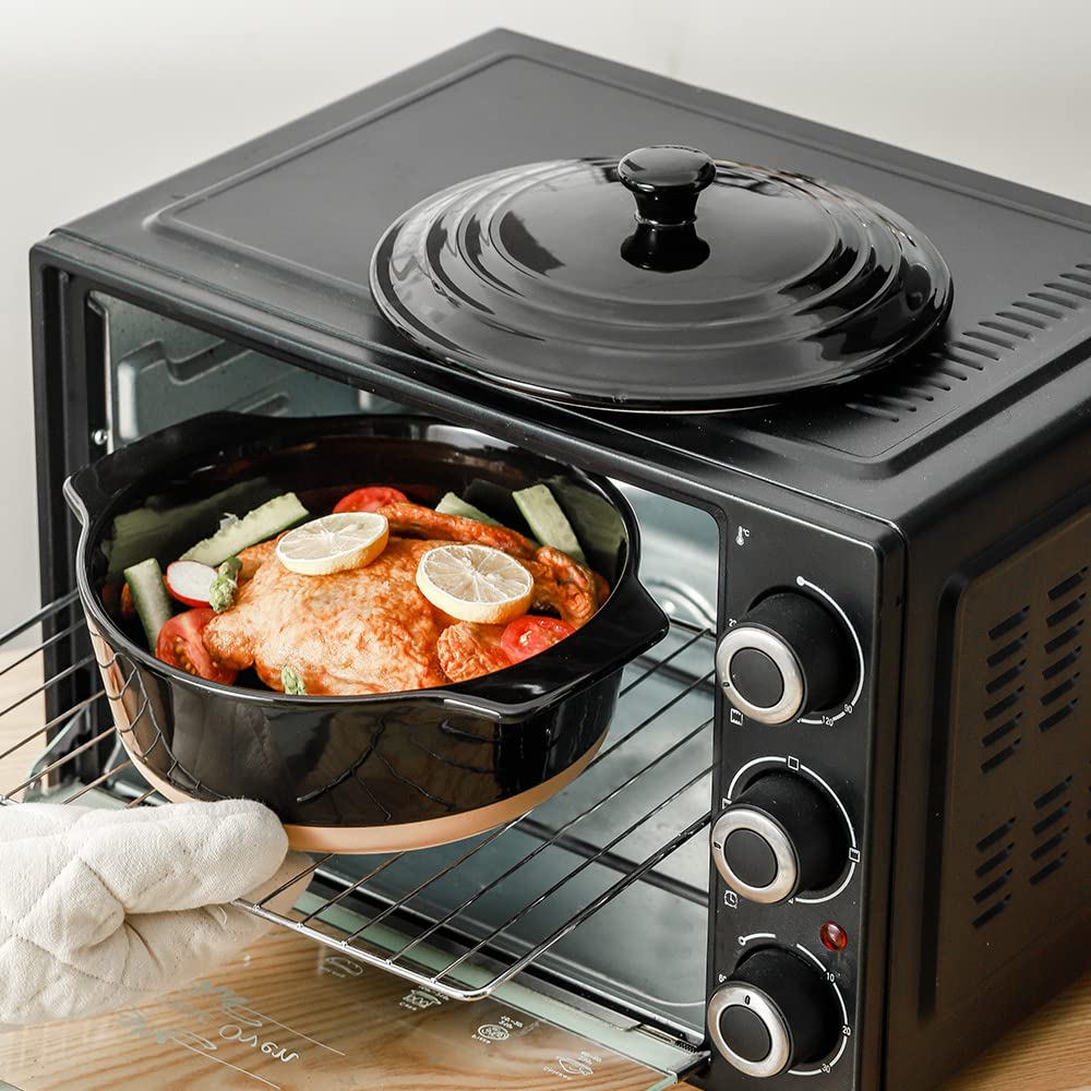 Ceramic Casserole Dish with Lid Oven Safe, 2 Quart Round Casserole Dish Set, Deep Baking Dishes for Oven with Lids