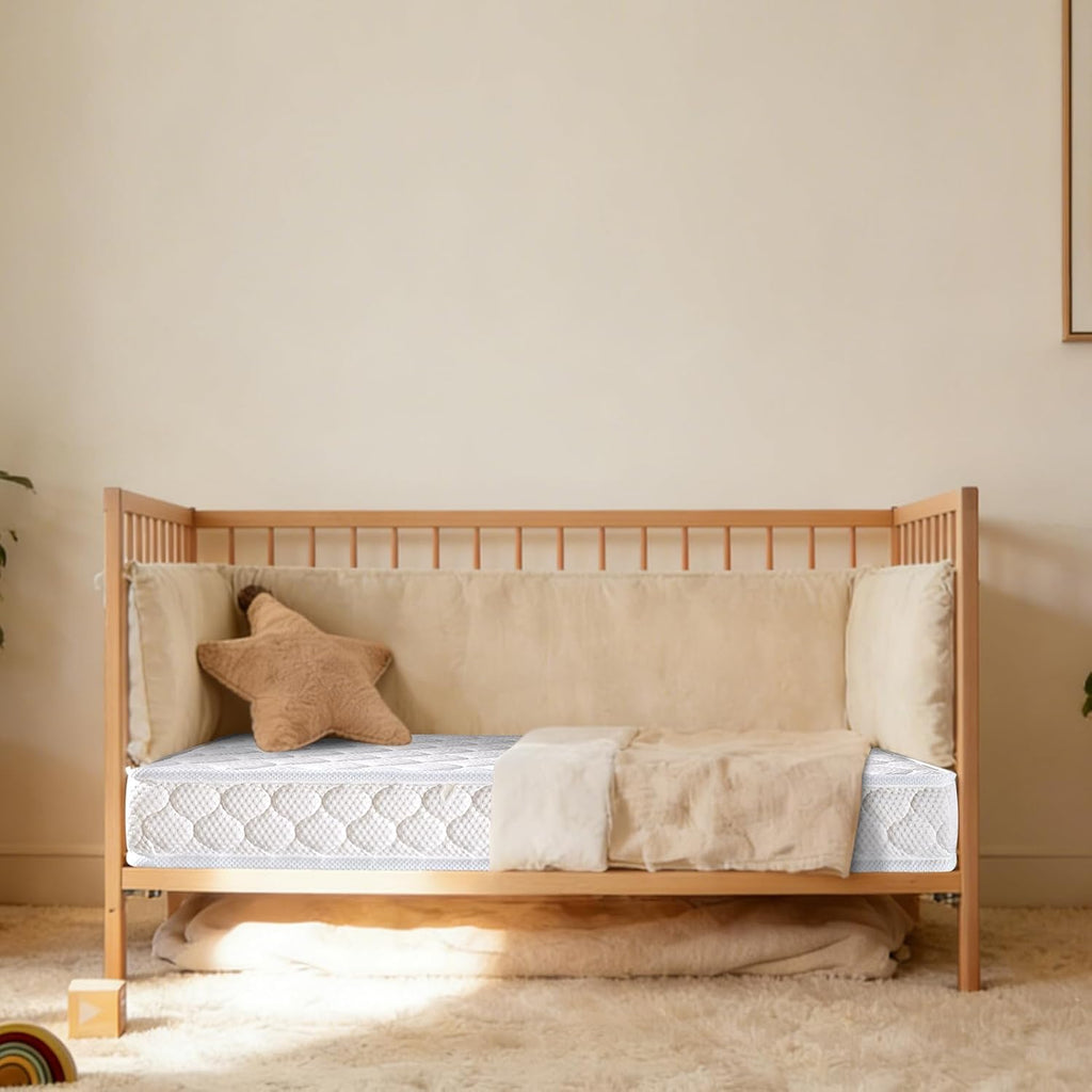 Premium Crib & Toddler Mattress-52"x27.6"x5", 100% Knitted Fabric, Soft Moisture Absorbent & Breathable Crib