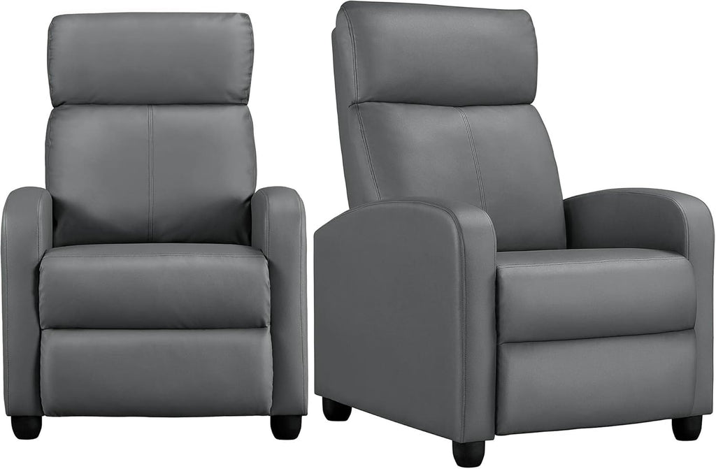Padded Seat Recliner Chair Set of 2 Single Sofa Recliner for Living Room PU Leather Upholstered Reclining Chair Home