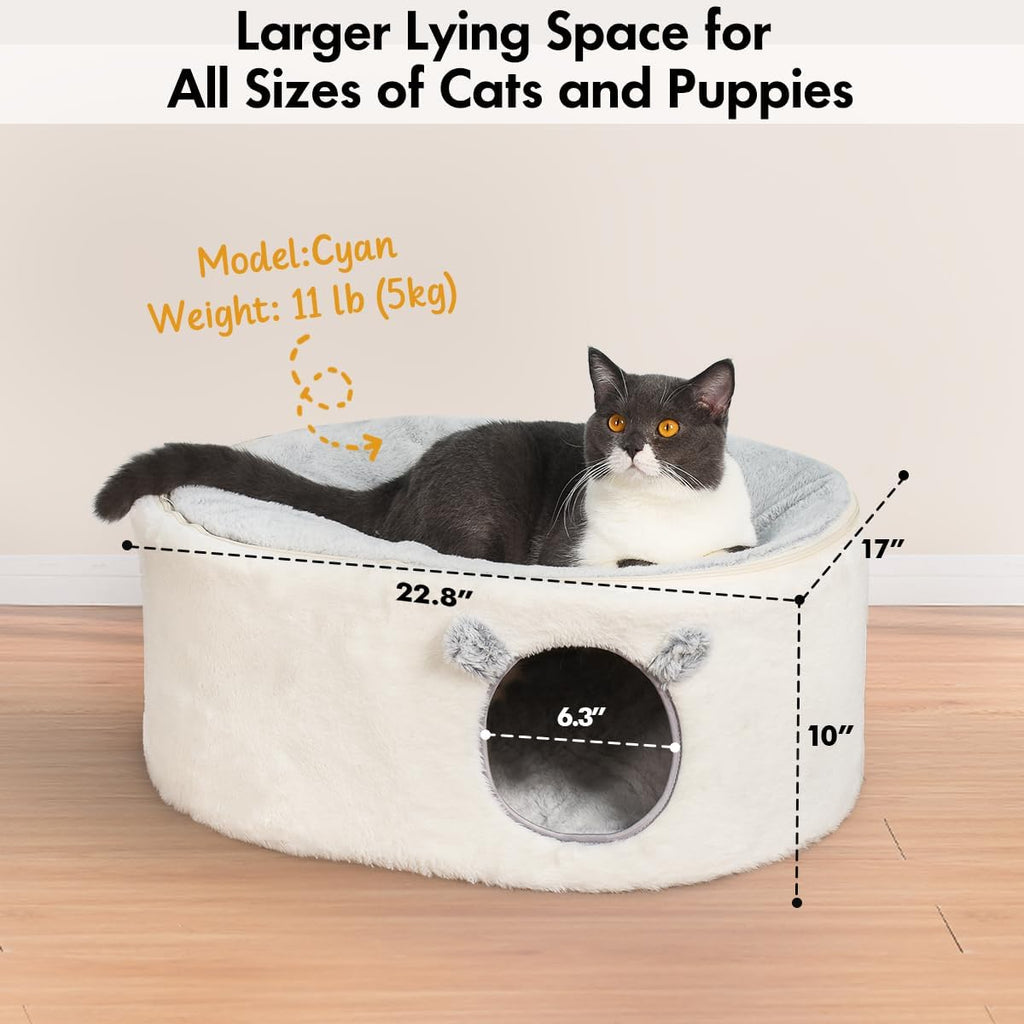 Enclosed Cat House for Indoor Cats, Pet Cave with Washable Cover