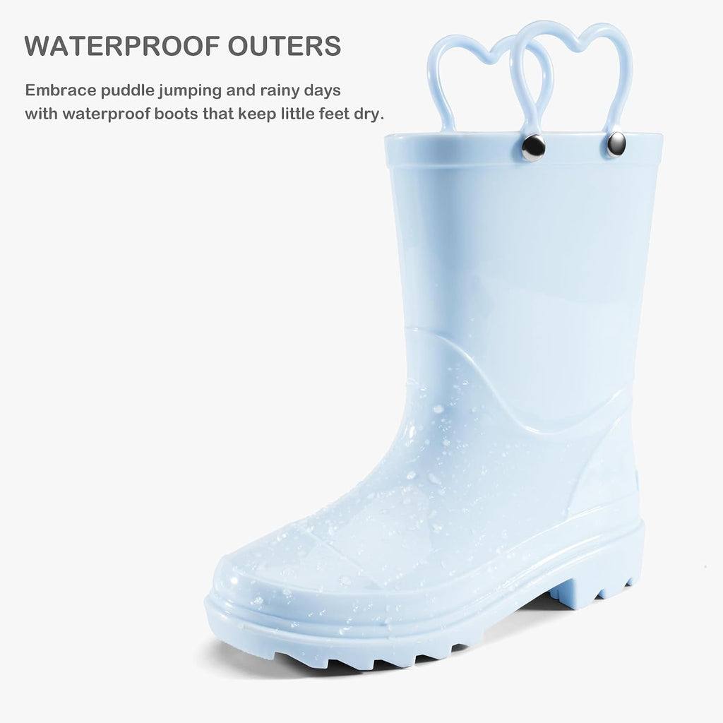 Girls Rain Boots with Easy-On Handles Kids Boys Boots