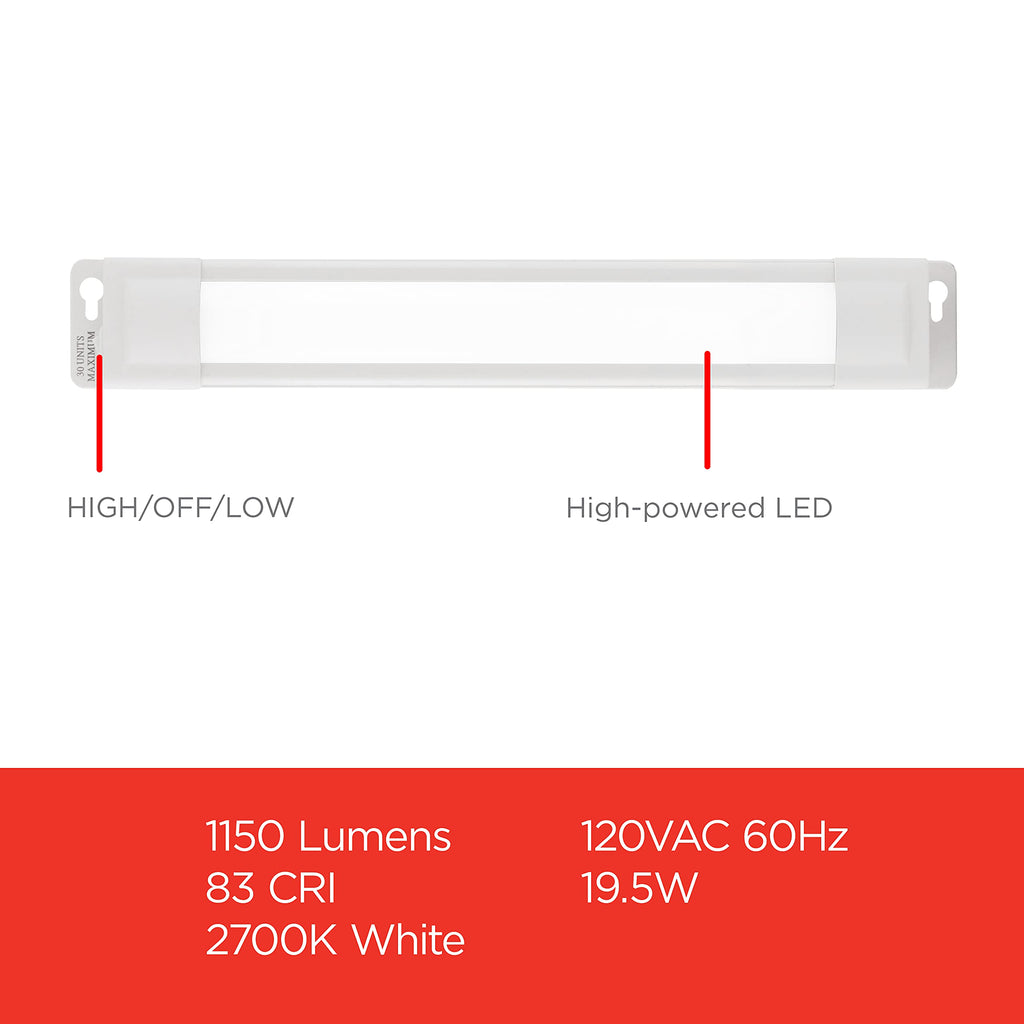 36 Inch Plug in Under Cabinet Light with Soft White 2700K Light