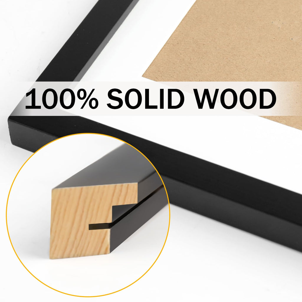 5x5 Picture Frames Solid Wood Square Photo Frame Black 6 Pack