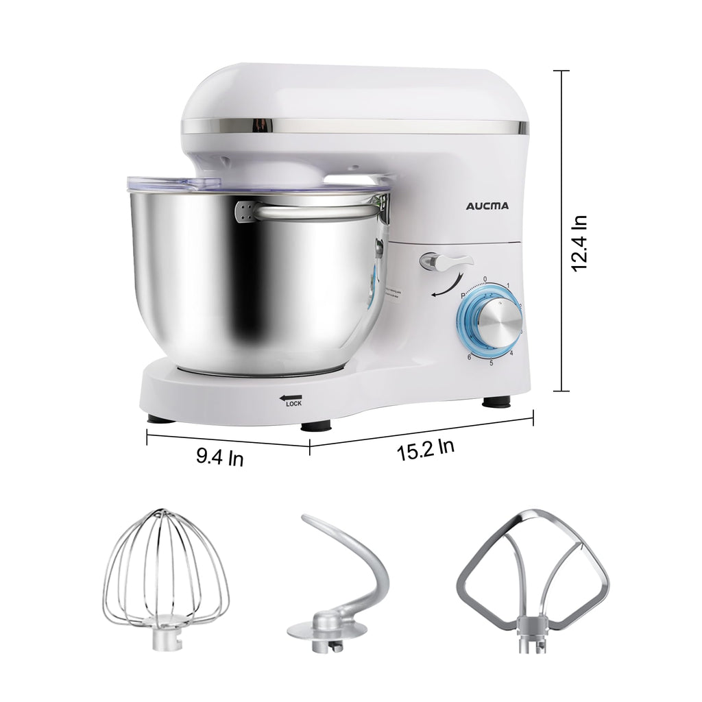 Stand Mixer,6.5-QT 660W 6-Speed Tilt-Head Food Mixer, Kitchen Electric Mixer with Dough Hook, Wire Whip & Beater