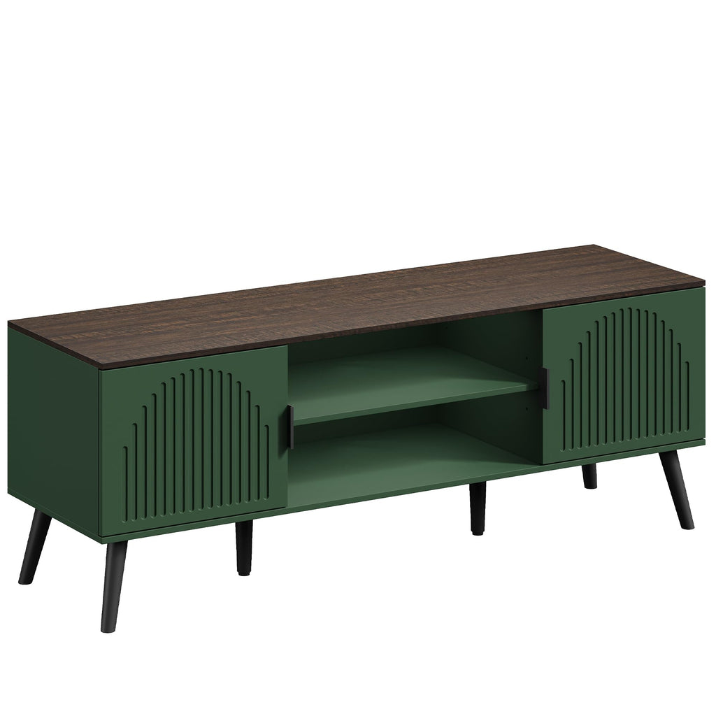 TV Stand with Open Shelves for 55/60 Inch TVs, Mid Century