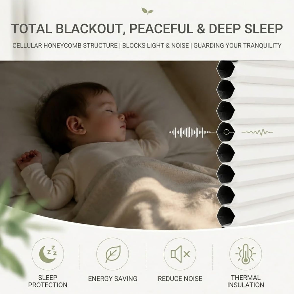 No Drill Blackout Cellular Shades, Cordless Honeycomb Blinds, Black Out Blinds for Indoor Windows, Heat Blocking