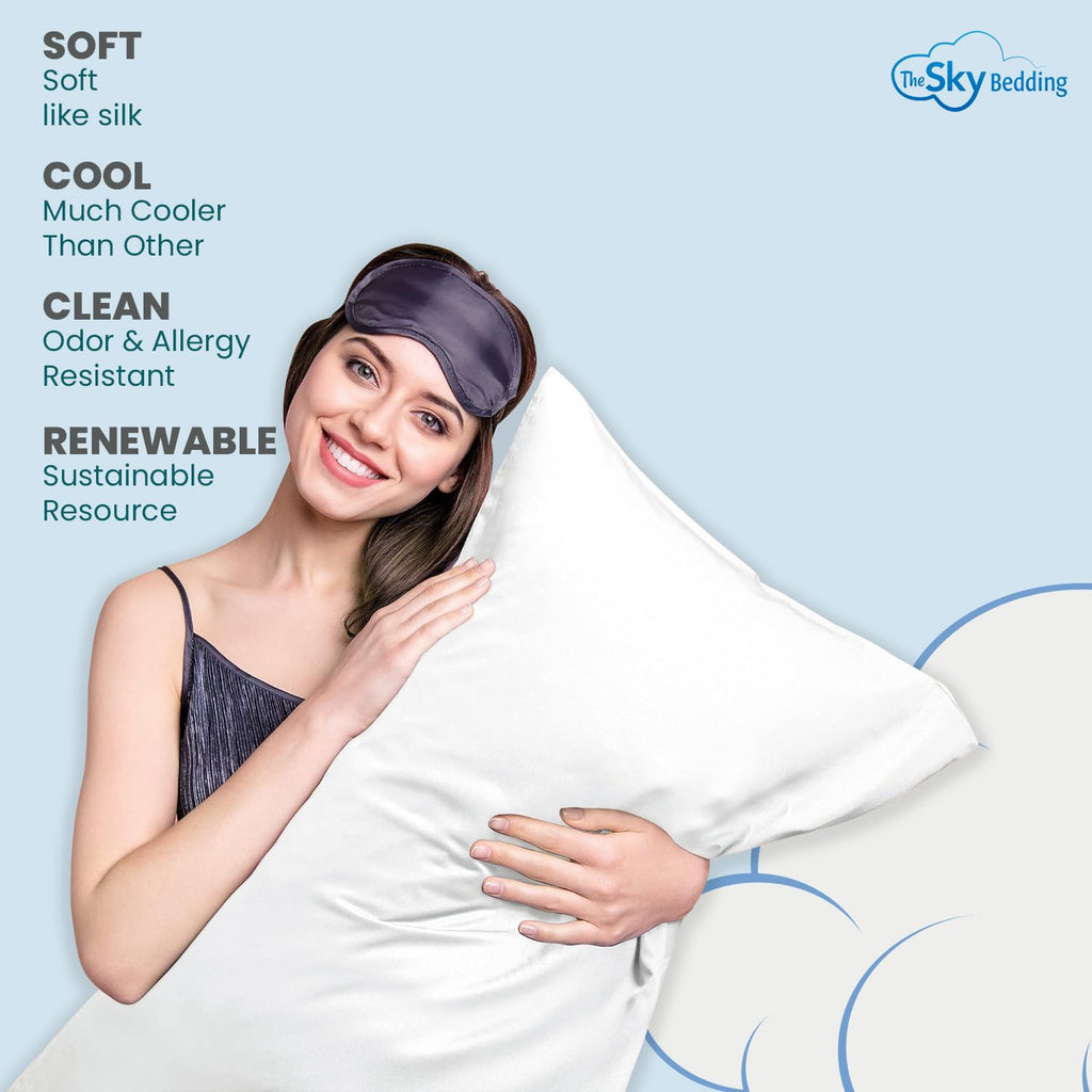 Body Pillow Cover - 500 Thread Count Egyptian Cotton Long Pillowcase with Hidden Zipper Closure - Soft, Breathable &