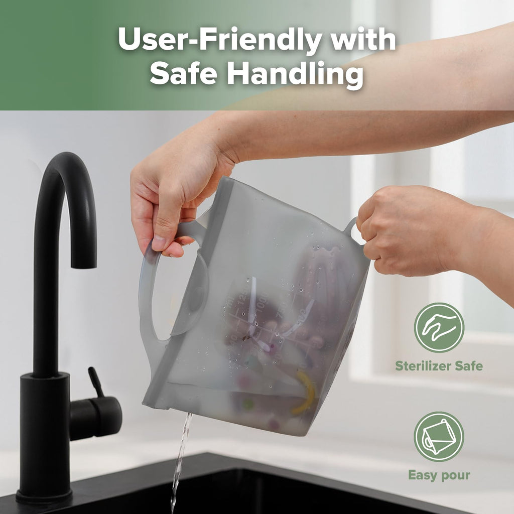 On-The-Go Silicone Microwave Steam Sterilizer Bags for Travel, 40oz/1250ml Reusable Silicone Steaming Bags for Baby