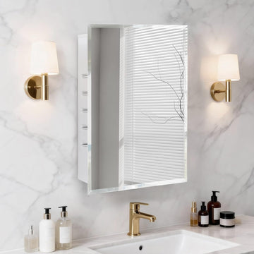 16x20'' Bathroom Medicine Cabinet Mirror with Storage, Surface Mount or Recessed Medicine Cabinet with 3-Tiered