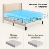 Queen Bed Frame with Wingback Headboard, Upholstered Platform Bed, Wooden Slats, Noise-Free, No Box Spring Needed
