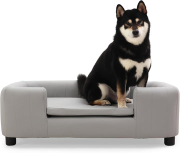37-Inch Modern Pet Sofa with PU Scratch-Resistant Fabric and Adjustable Legs, Elevated Dog Couch for Small and Medium