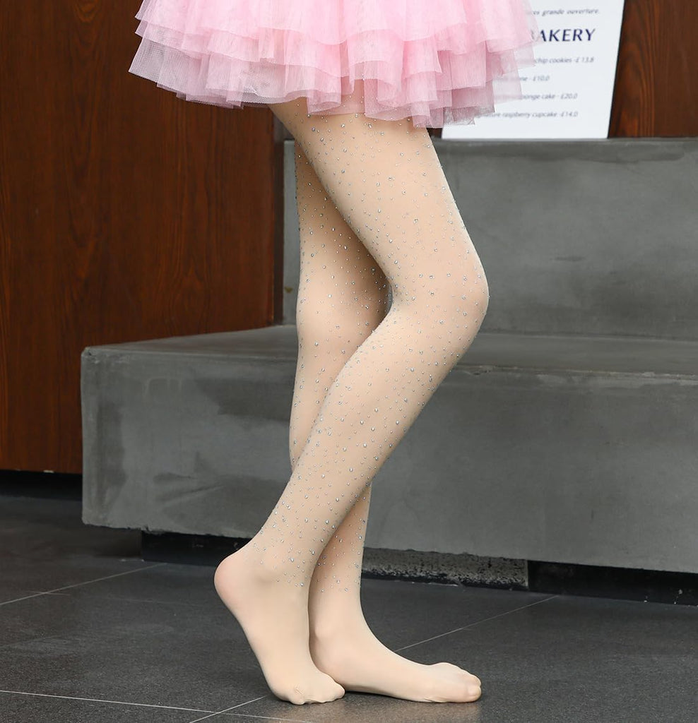 Girls Sparkle Rhinestone Tights Ultra-Soft Footed Dance Stockings Cospaly Accessories
