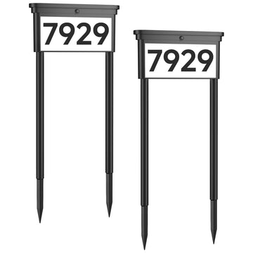 Solar Address Sign, Double-Sided Lighted House Numbers with 3 Colors