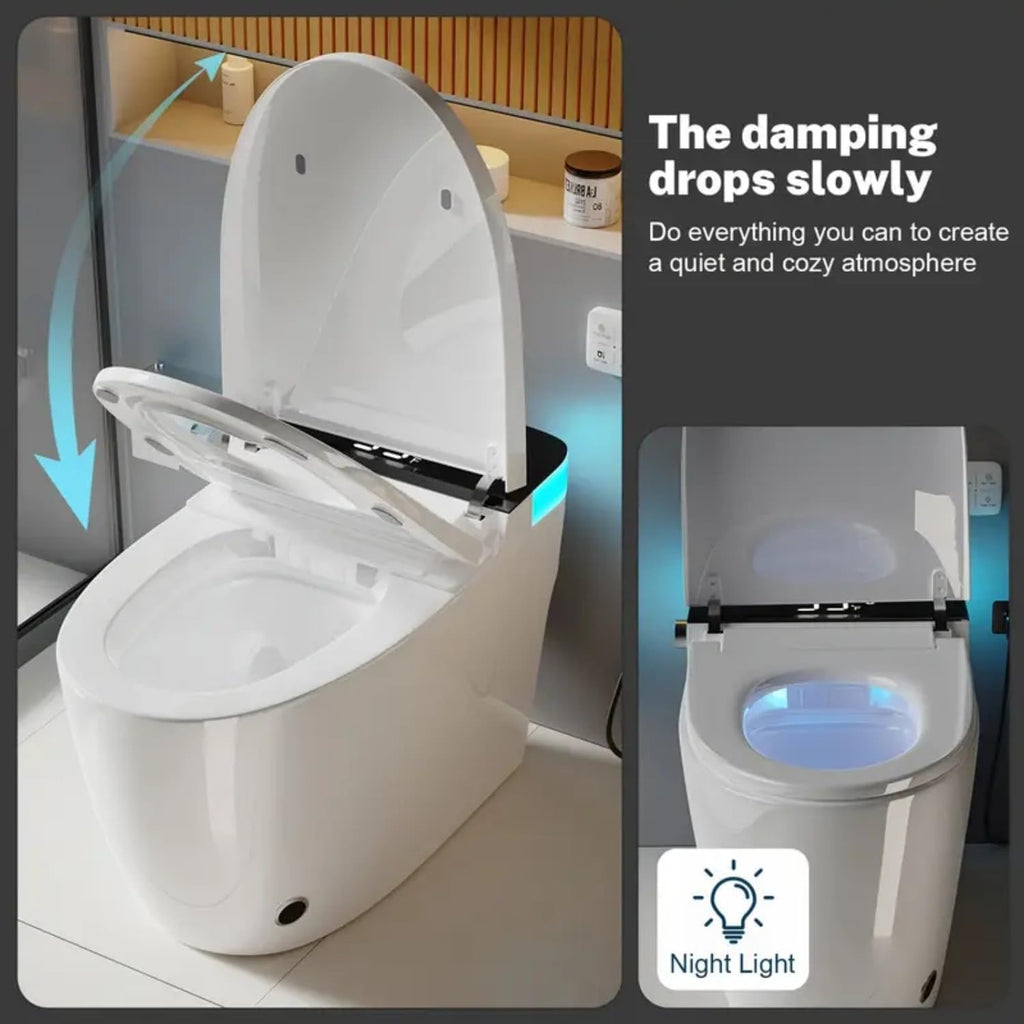 Smart Toilet with Elongated Heated Seat, Auto Flush, Manual Soft-Close Seat & Lid, Night Light