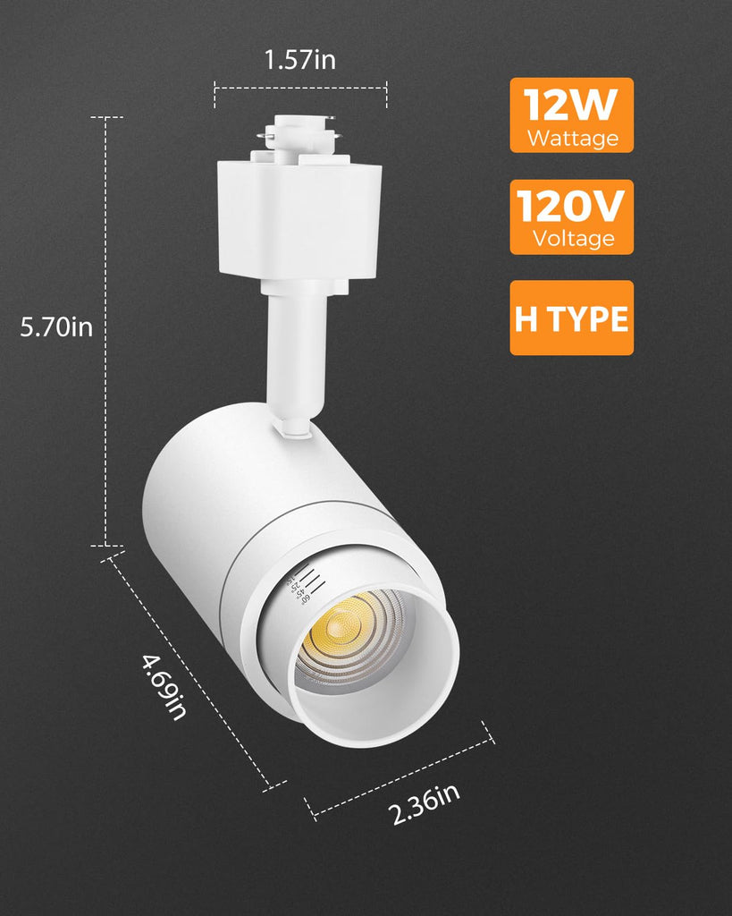 Zoomable 12-Light LED Track Lighting Kit, Dimmable 12W 3000K White