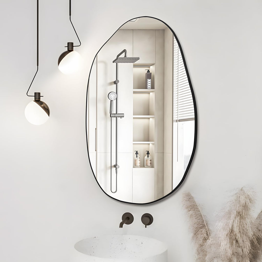 Irregular Wall Mirror Asymmetrical Mirror, Wall Mounted Mirror, Decorative Modern Wall Decor, (Black, 33.5''x20.5'')