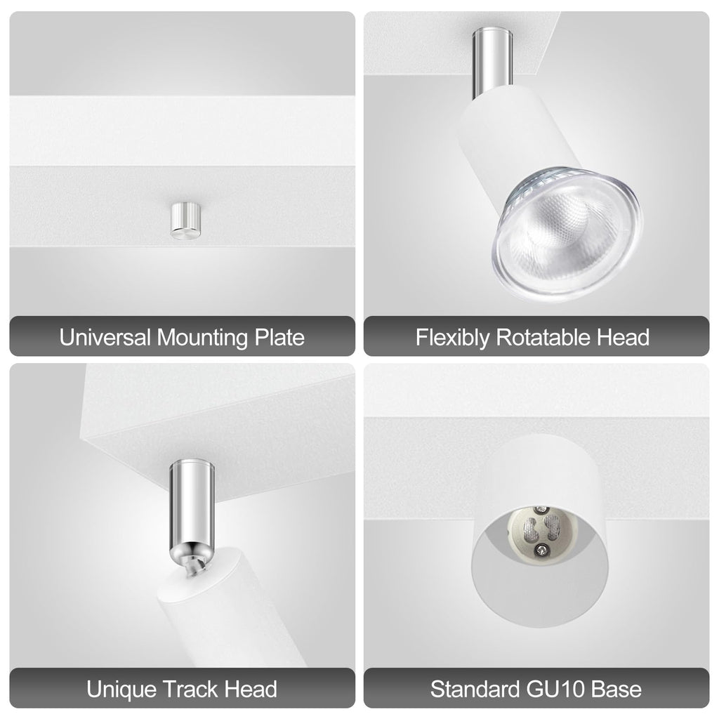 Plug in Track Light, White, 30", 5 Way GU10 Track Ceiling Lighting
