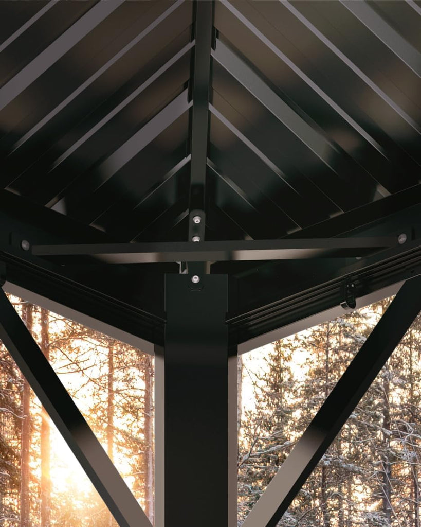 Hardtop Gazebo 12x18 ft, with Double Metal Roof, Net, and Curtain, Pergola and Garden