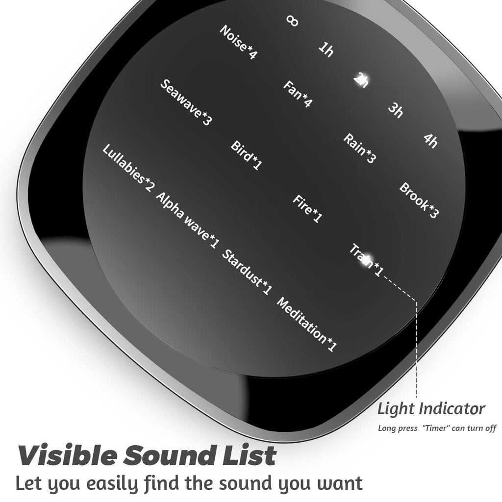 Sleep White Noise Sound Machines with 25 36 Volume Levels 5 Timers Visible Sound Catalog Portable Size Memory