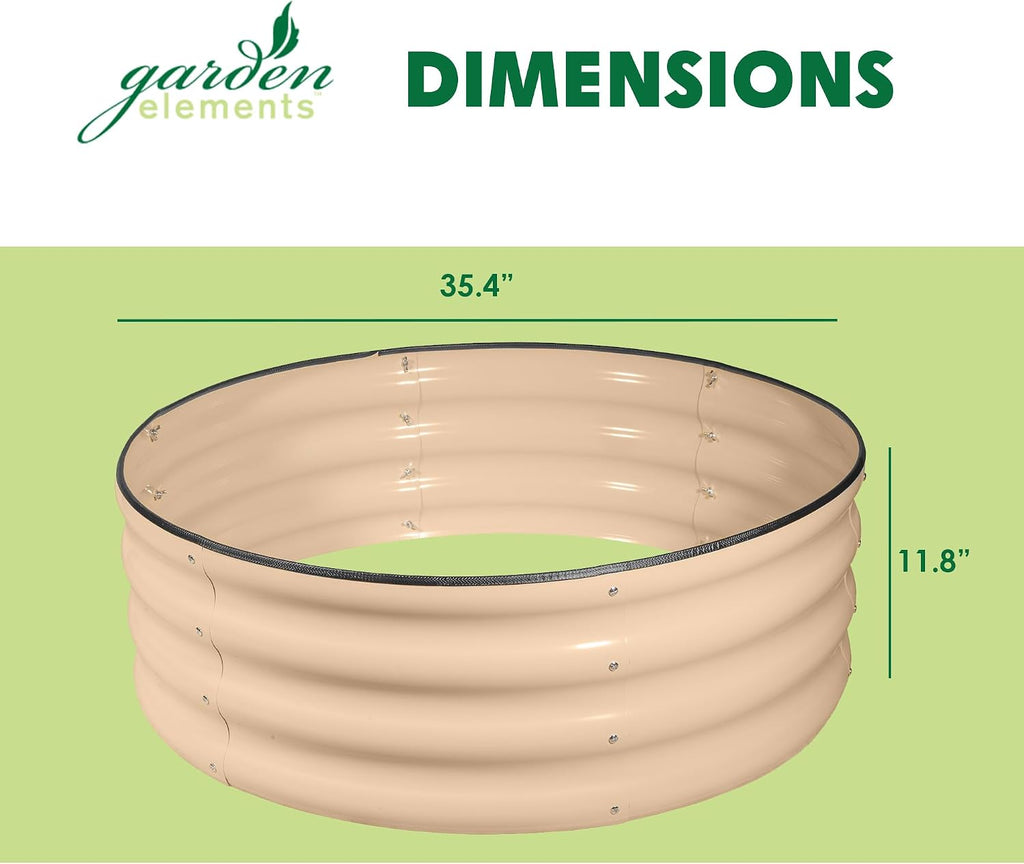 Metal Raised Garden Bed, Round, Beige