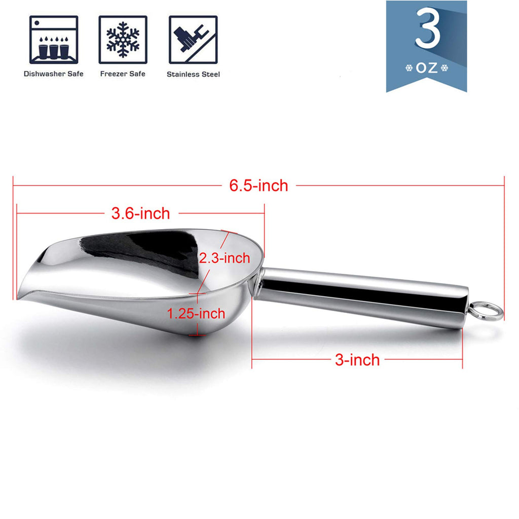 Mini Scoop, 3 Ounce Stainless Steel Utility Scoops, 4 Pack