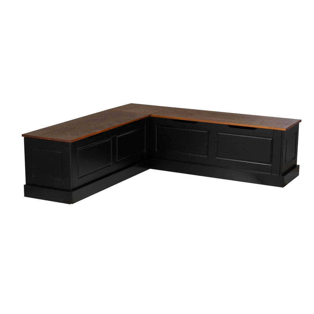 Harris Black and Walnut Backless Kitchen Dining Nook with Hidden Storage Bench Space