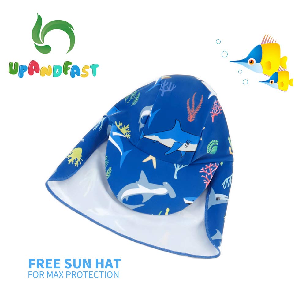 Baby/Toddler Boy Swimsuit One Piece Zip Swimwear Sunsuits with Sun Hat UPF 50+ Sun Protection Infant Boy Swimsuit