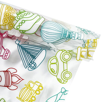 12"×54" Transportation Cute Art Style Jelly Vinyl Colorful Transparent TPU Leather Fabric for Handbags Crafts