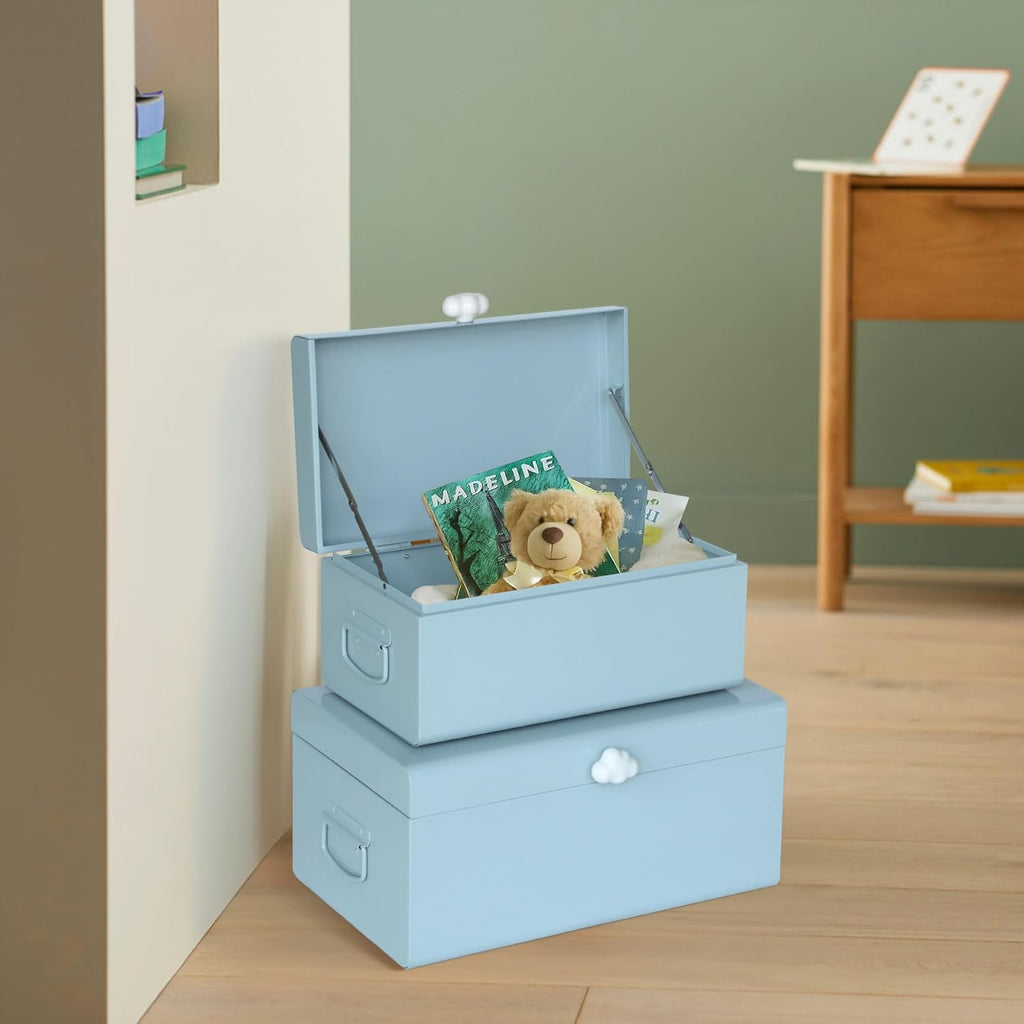 Large Decorative Box Metal Keepsake Trunk with Cloud-shaped Decorative Clasp for Reception,Wedding,Baby & - Set of 2