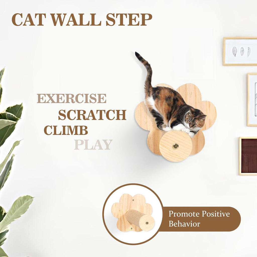 Cat Wall Shelves and Perches, Wall Mounted Cat Furniture with Hammock, Bridge, Tree, Steps and Scratching Posts