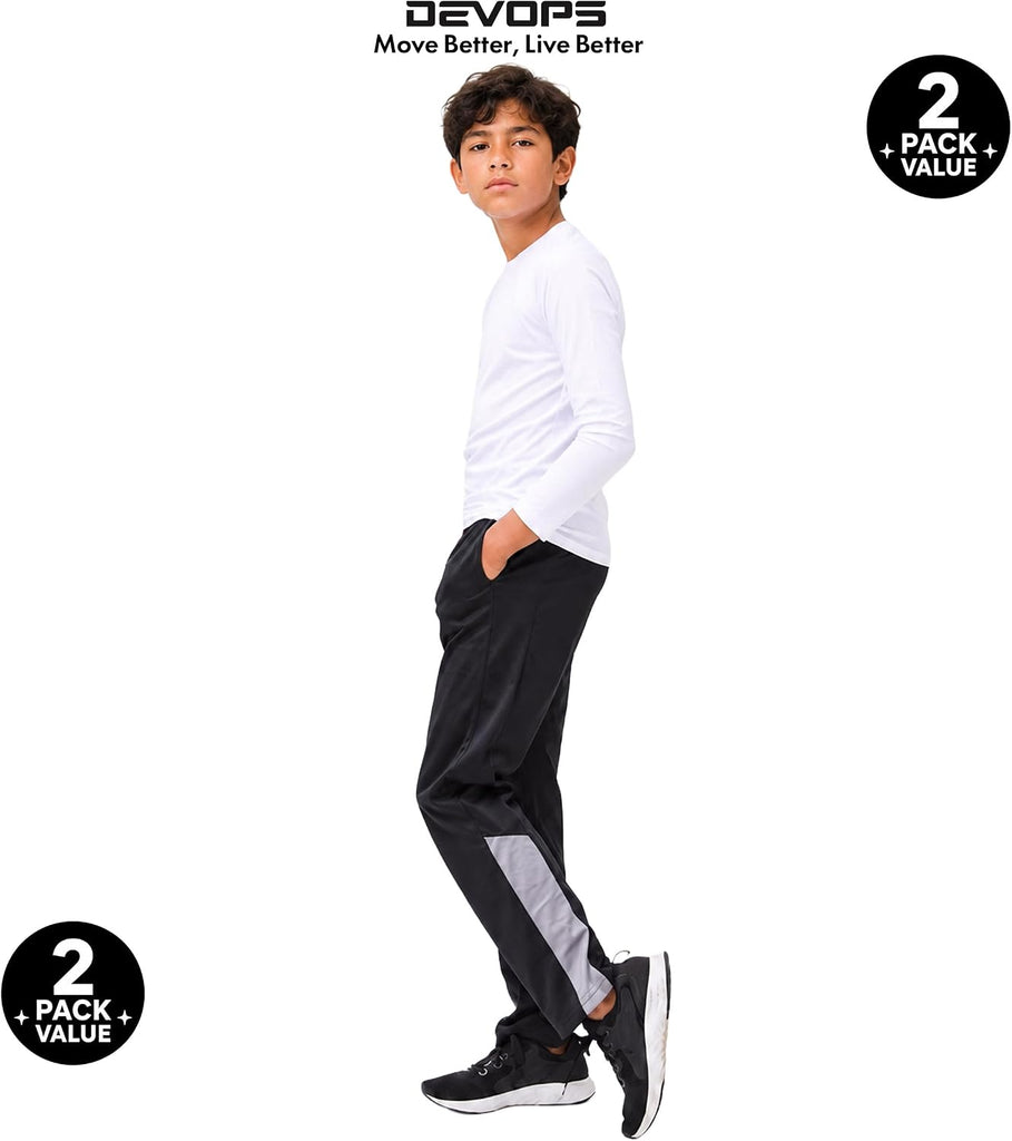 2 Pack Boys Athletic Pants Lightweight Active Track Pants with Pockets