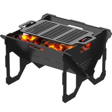 20" Outdoor Fire Pit, Portable Firepit, Camping Steel Fire Pits