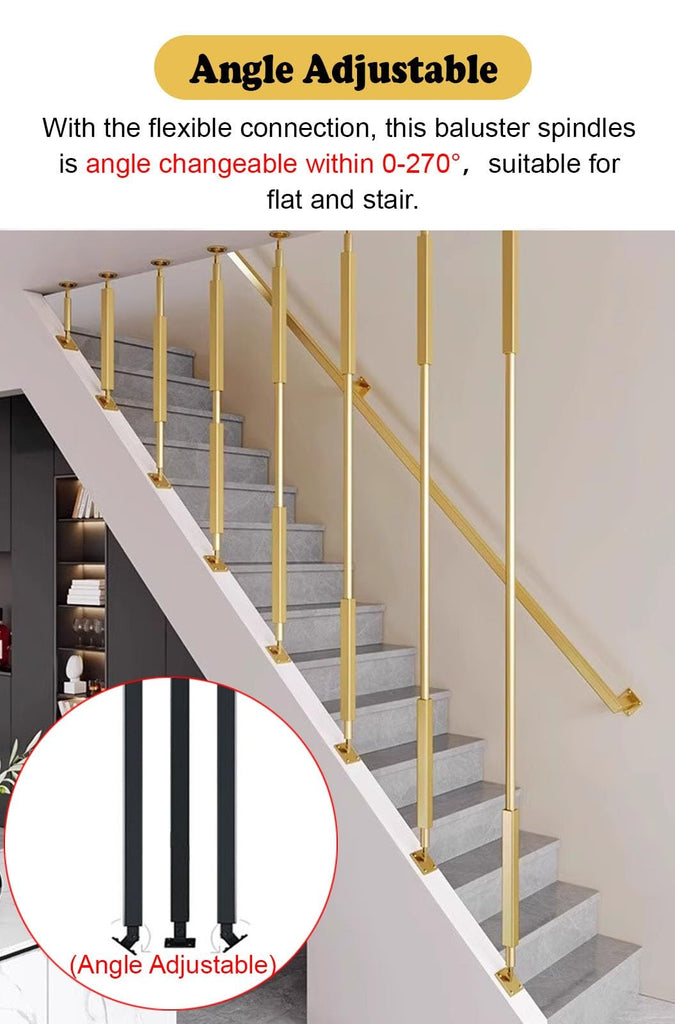 Angle Adjustable Staircase Balusters for Level and Slope Staircases, Customizable Length Spindles for Staircase for