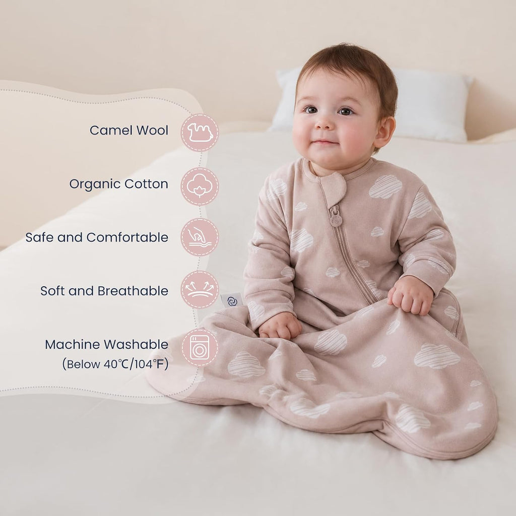 KaiyaBaby Organic Cotton Baby Sleep Sack, Long Sleeve 1.0 TOG