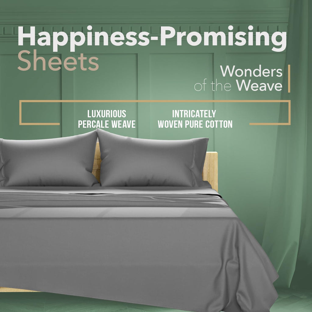 100% Organic Cotton Percale Sheets Twin XL Size Pack or 2 - Soft & Crisp Organic Cotton Sheets Twin XL Size (6 PC
