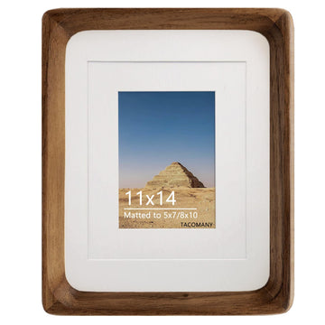 Natural Wood Photo Frames Inspired Tabletop Picture Frame with Mat, Vertical or Horizontal Display (Walnut, 11x14