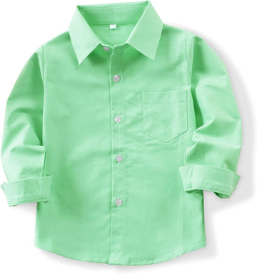 Boys Long Sleeve Dress Shirts,Button Down Oxford Formal Shirts