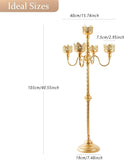 Tall Floor Candle Holders - 2Pcs Gold Candelabra, Metal 5 Arm Candlesticks Party Wedding Aisle Home Decor, 40" Tall
